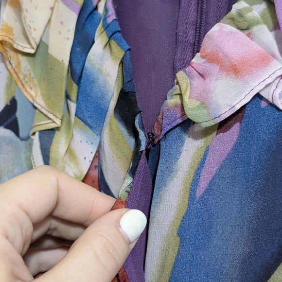 Adrianna Papell 100% Silk Floral Dress Sleevless - Picture 4 of 7